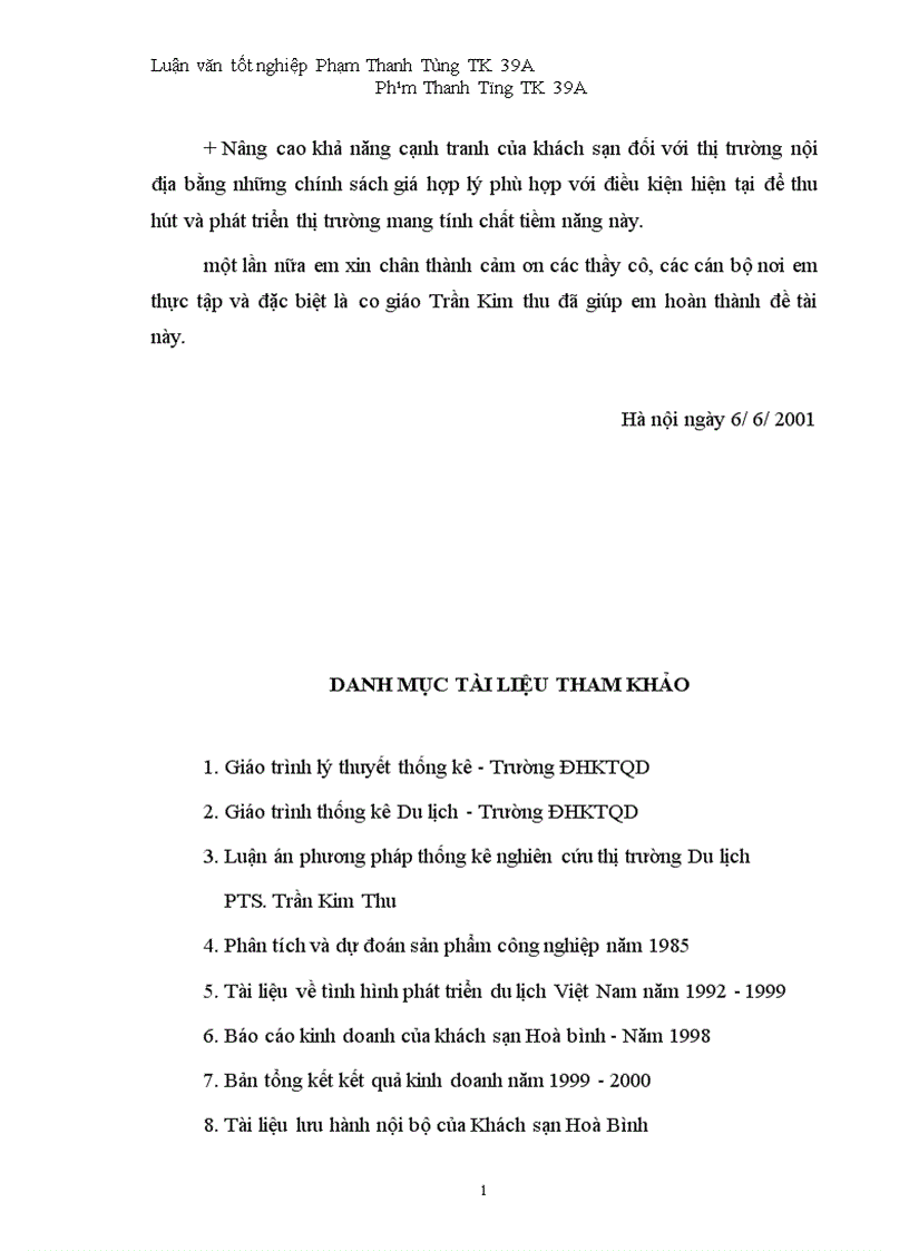 image for page Vận dụng một số phương pháp thống kê phân tích biến động doanh thu tại khách sạn Hoà Bình