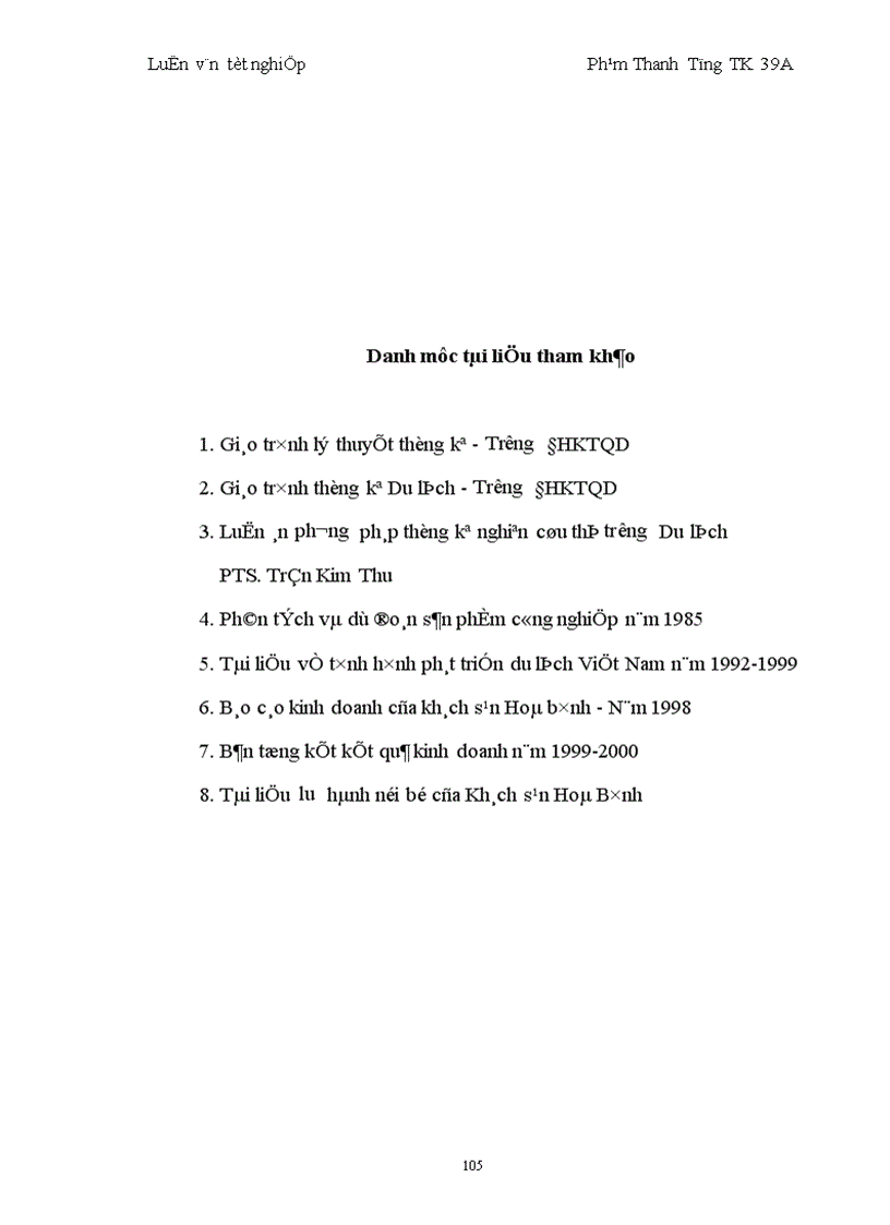 image for page Vận dụng một số phương pháp thống kê phân tích biến động doanh thu tại khách sạn Hoà Bình