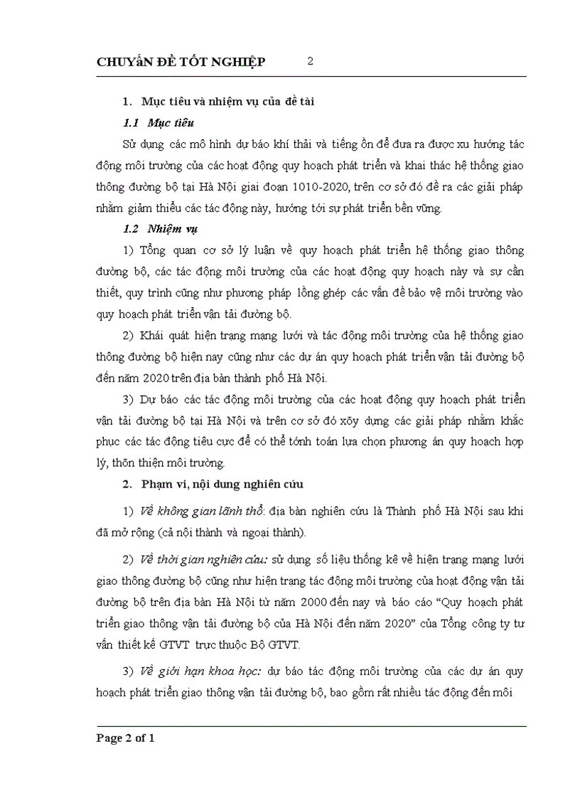 image for page Lồng ghép các vấn đề bảo vệ môi trường trong quy hoạch phát triển và khai thác hệ thống giao thông đường bộ tại Hà Nội giai đoạn 2010 2020 1