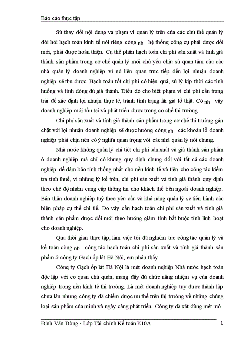 image for page Tổ chức công tác kế toán chi phí sản xuất và tính giá thành sản phẩm tại công ty Gạch ốp lát Hà Nội 1