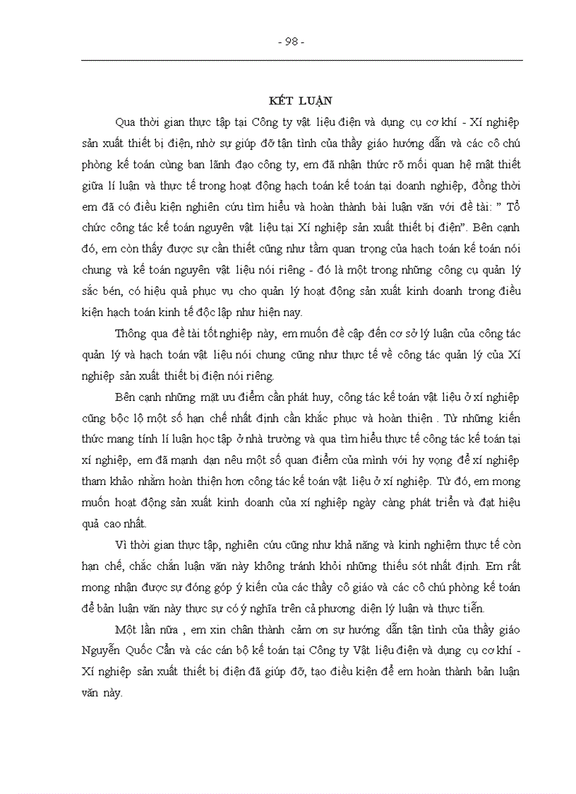 image for page Tổ chức công tác kế toán nguyên vật liệu tại Xí nghiệp sản xuất thiết bị điện 1