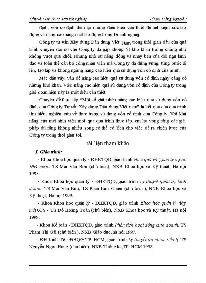 image for page Một số giải pháp nhằm nâng cao Hiệu quả sử dụng Vốn cố định tại Công ty Tư vấn Xây dựng Dân dụng Việt Nam 1
