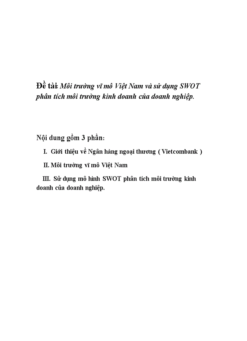 image for page Môi trường vĩ mô Việt Nam và sử dụng SWOT phân tích môi trường kinh doanh của doanh nghiệp