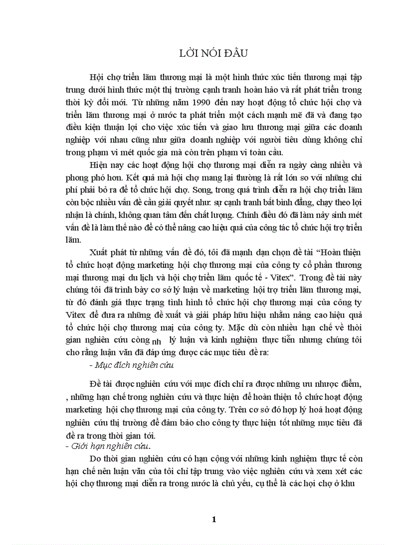image for page Hoàn thiện tổ chức hoạt động marketing hội chợ thương mại của công ty cổ phần thương mại thương mại du lịch và hội chợ triển lãm quốc tế Vitex 1
