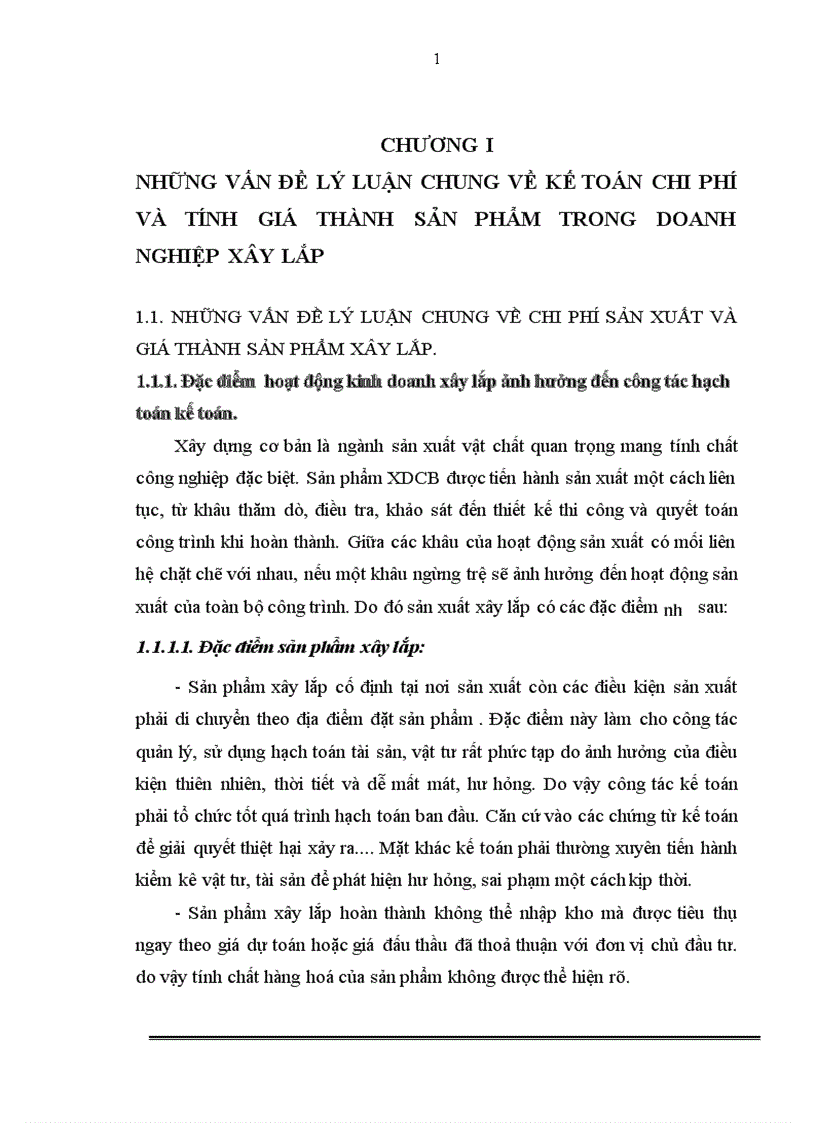 Thực trạng về kế toán chi phí sản xuất và tính giá thành sản phẩm xây lắp tại công ty cp tư vấn công nghệ xây dựng và thiết bị nhà Việt 1