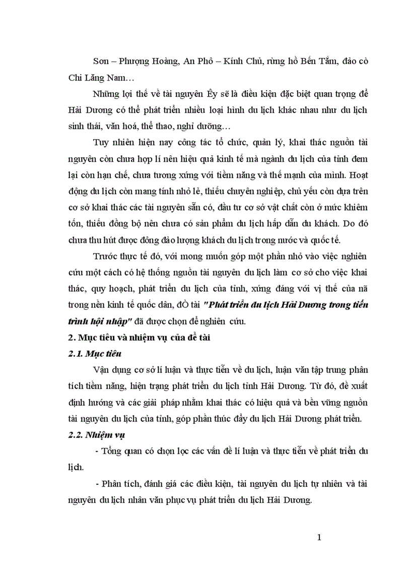 image for page Phát triển du lịch Hải Dương trong tiến trình hội nhập 1