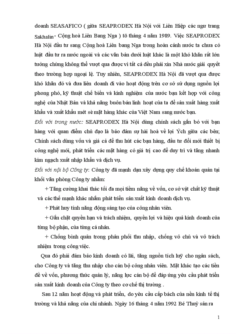 image for page Thực trạng hoạt động kinh doanh xuất nhập khẩu cuả Công ty trong một số năm gần đây