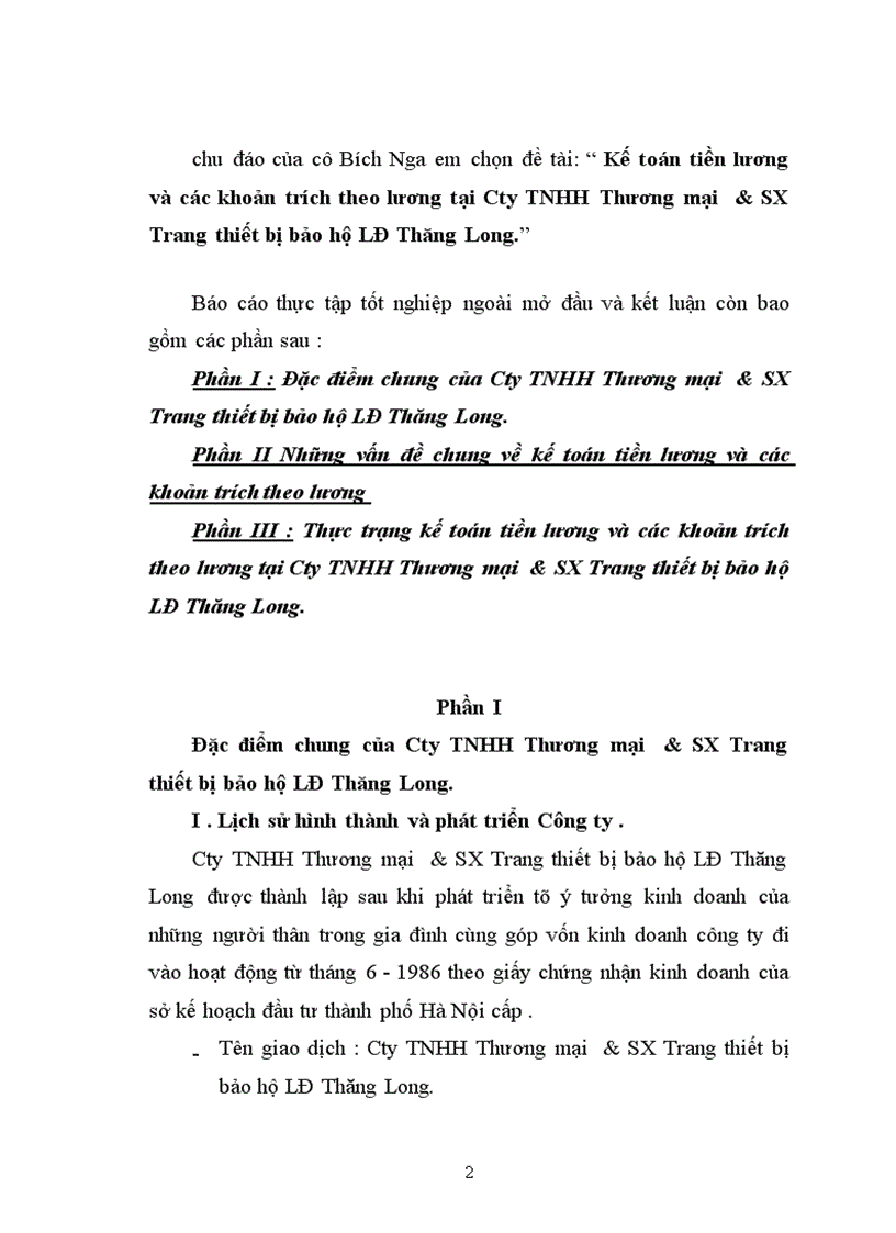 image for page Kế toán tiền lương và các khoản trích theo lương tại Cty TNHH Thương mại SX Trang thiết bị bảo hộ LĐ Thăng Long