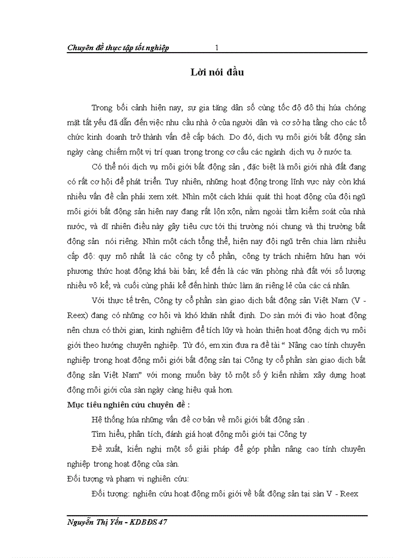 image for page Nâng cao tính chuyên nghiệp trong hoạt động môi giới bất động sản tại Công ty cổ phần sàn giao dịch bất động sản Việt Nam 1