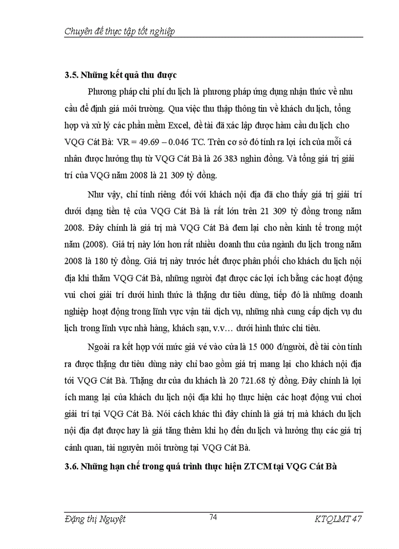 image for page Áp dụng phương pháp chi phí du lịch để đánh giá giá trị cảnh quan vườn quốc gia Cát Bà Hải Phòng 1