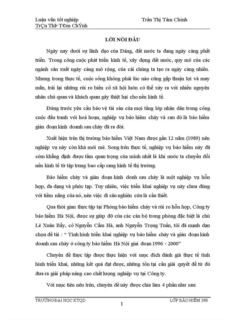 image for page Tình hình triển khai nghiệp vụ bảo hiểm cháy và gián đoạn kinh doanh sau cháy ở công ty bảo hiểm Hà Nội giai đoạn 1996 2000 1