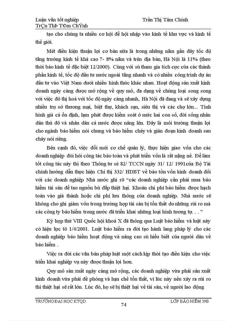 image for page Tình hình triển khai nghiệp vụ bảo hiểm cháy và gián đoạn kinh doanh sau cháy ở công ty bảo hiểm Hà Nội giai đoạn 1996 2000 1