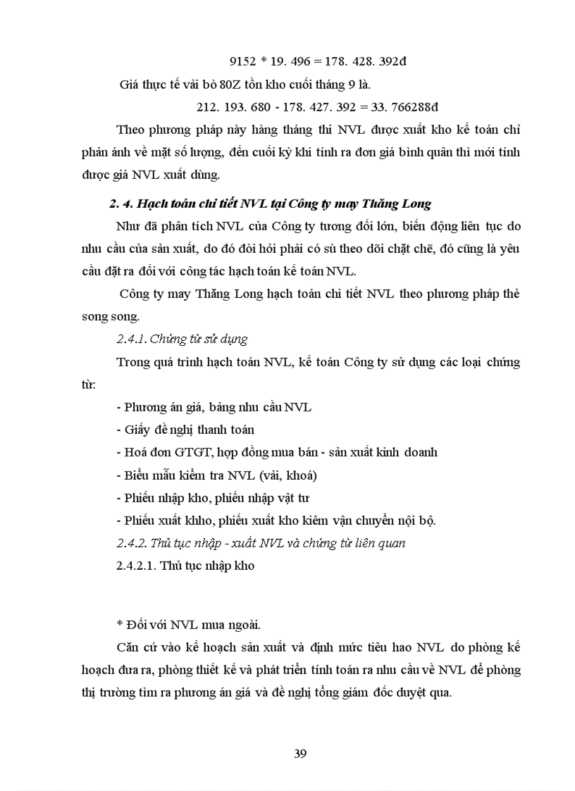 image for page Tổ chức kế toán nguyên vật liệu ở Công ty May Thăng Long 1