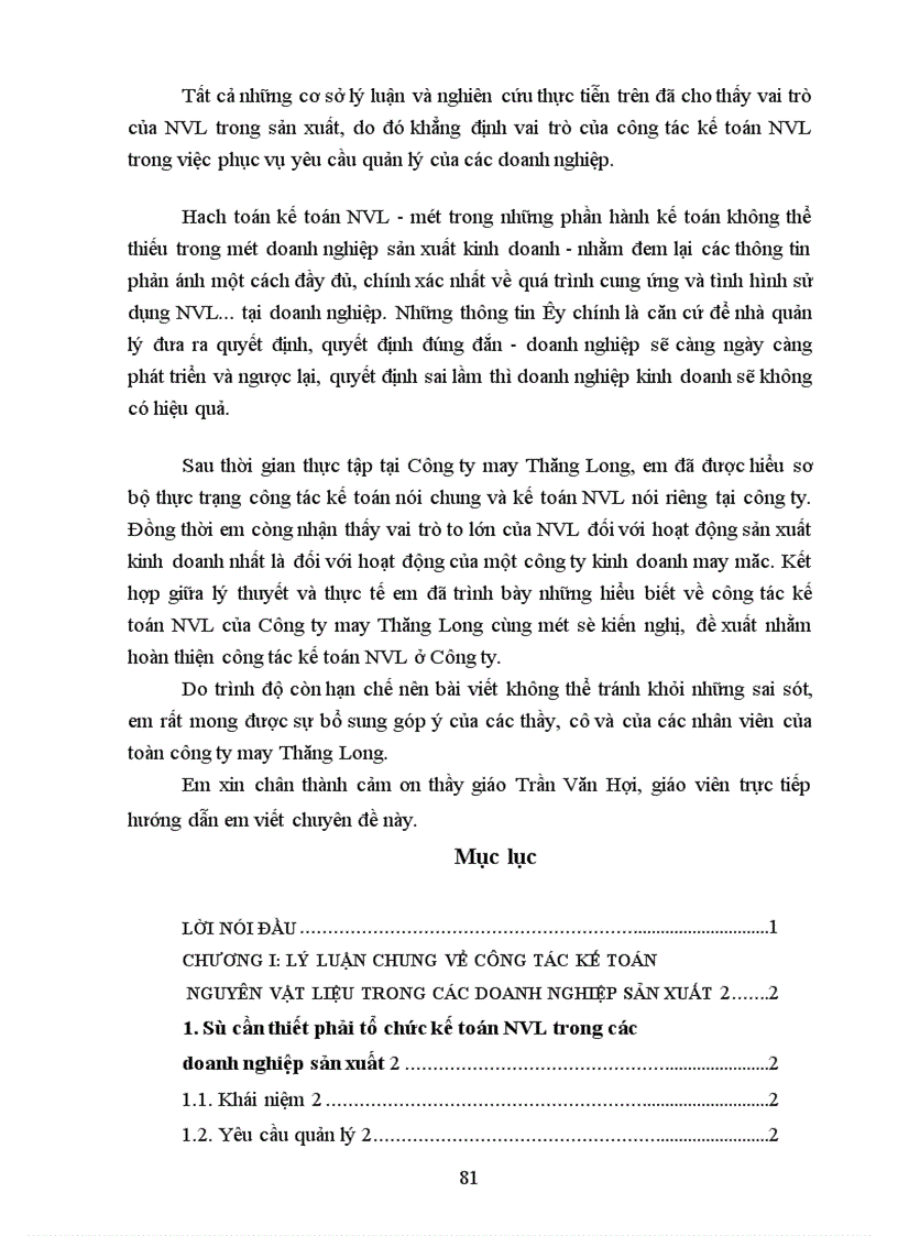 image for page Tổ chức kế toán nguyên vật liệu ở Công ty May Thăng Long 1