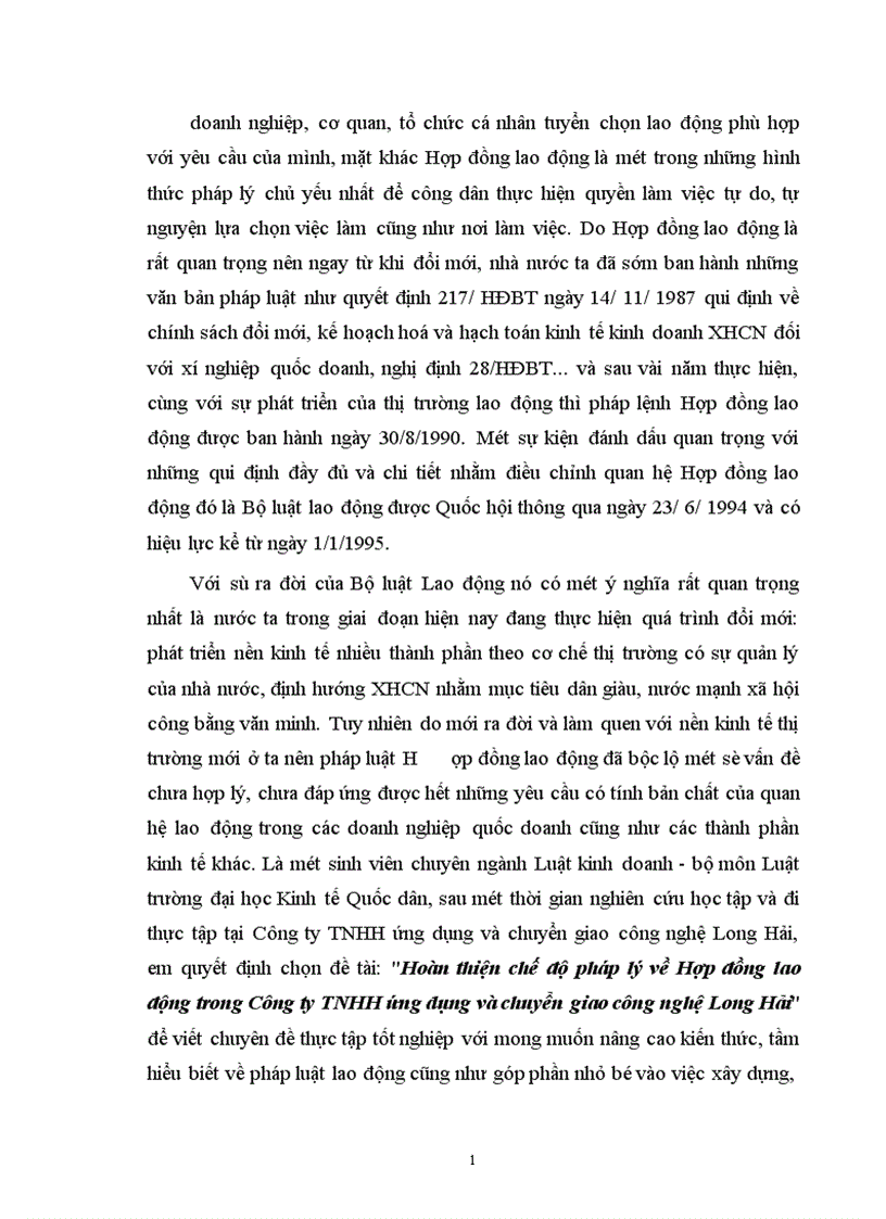 image for page Hoàn thiện chế độ pháp lý về Hợp đồng lao động trong Công ty TNHH ứng dụng và chuyển giao công nghệ Long Hải