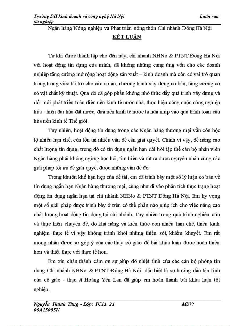 image for page Giải pháp nâng cao chất lượng cho vay ngắn hạn tại Ngân hàng Nông nghiệp và Phát triển nông thôn chi nhánh Đông Hà Nội 1