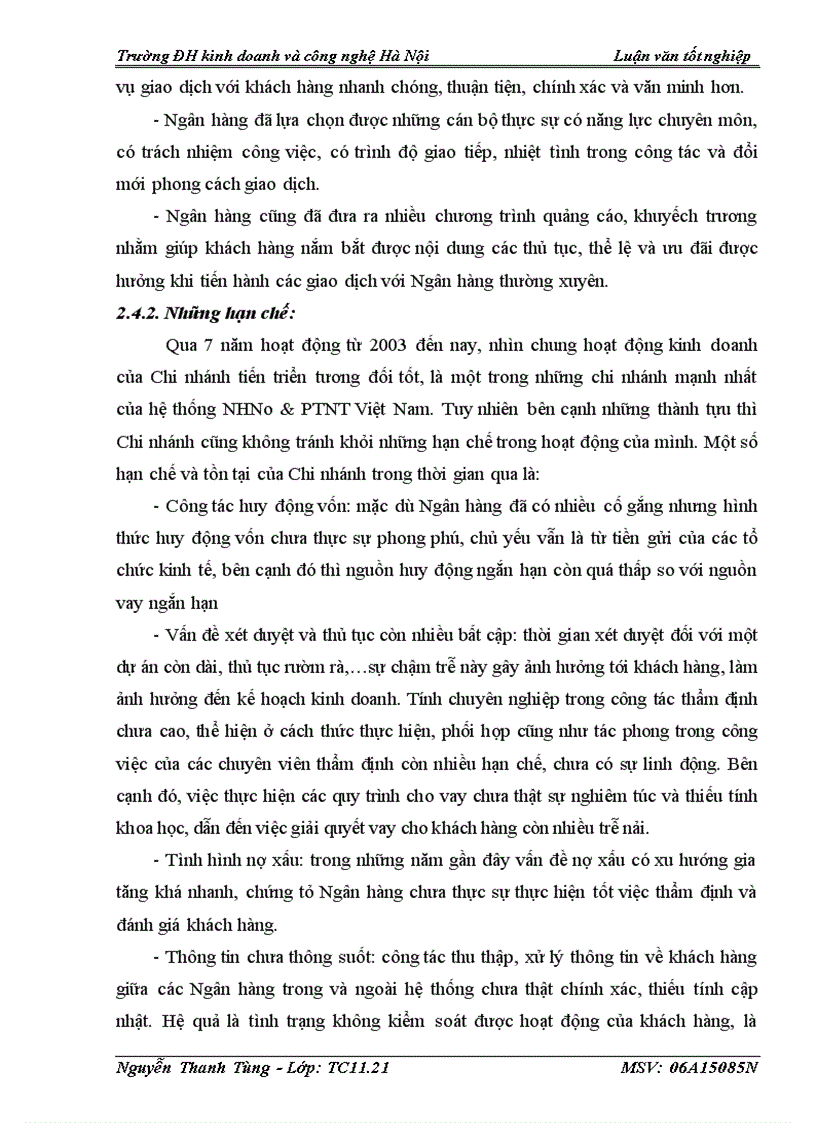 image for page Giải pháp nâng cao chất lượng cho vay ngắn hạn tại Ngân hàng Nông nghiệp và Phát triển nông thôn chi nhánh Đông Hà Nội 1