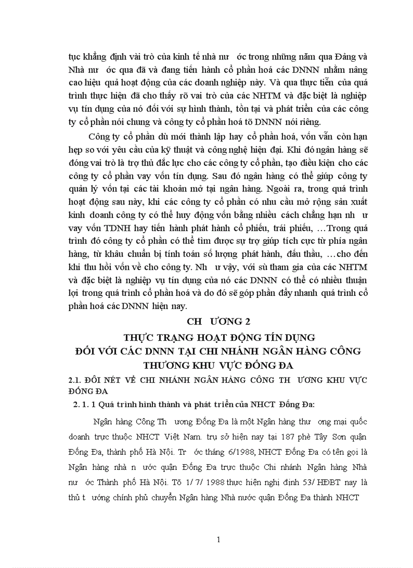 image for page Giải pháp nâng cao chất lươợng tín dụng khi cho vay doanh nghiệp Nhà nước tại Chi nhánh Ngân hàng Công thương Khu vực Đống Đa 1