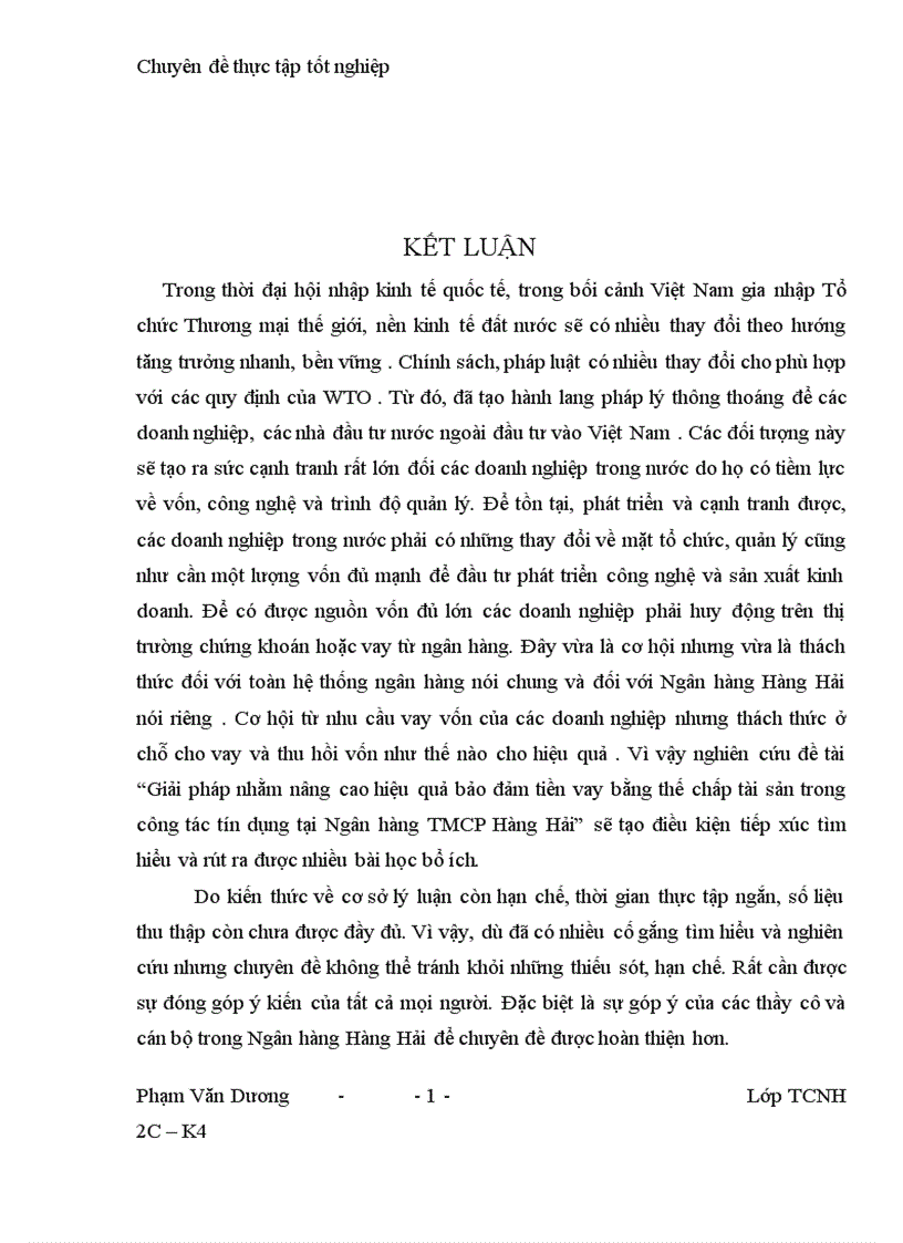 image for page Giải pháp nhằm nâng cao hiệu quả bảo đảm tiền vay bằng thế chấp tài sản trong hoạt động tín dụng tại NHTMCP Hàng Hải 1