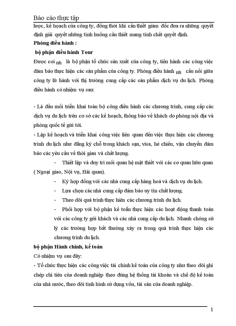 image for page Báo cáo thực tập tại Trung tâm Thương mại và Lữ hành Quốc tế ánh Dương