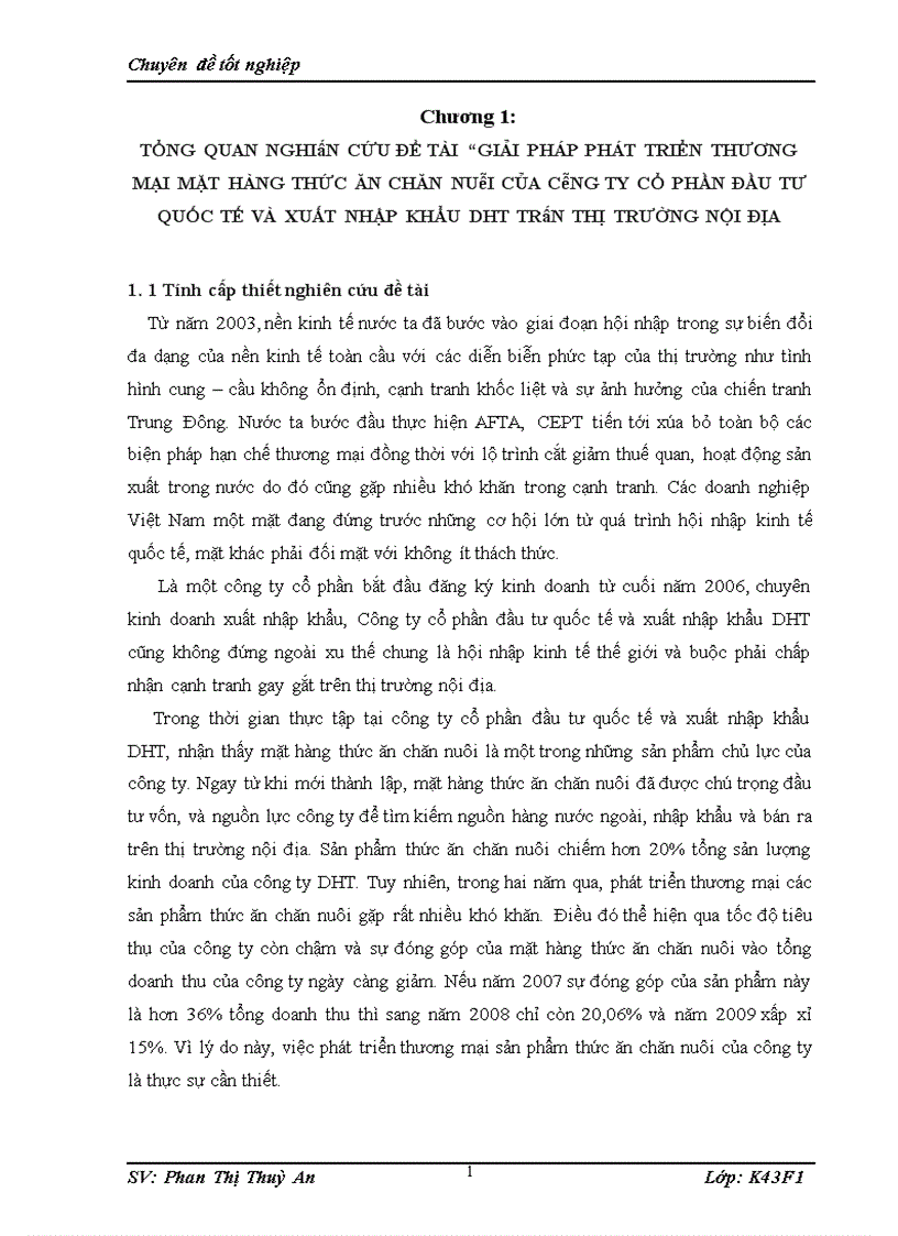 Giải pháp phát triển thương mại sản phẩm thức ăn chăn nuôi của công ty cổ phần đầu tư quốc tế và xuất nhập khẩu DHT trên thị trường nội địa