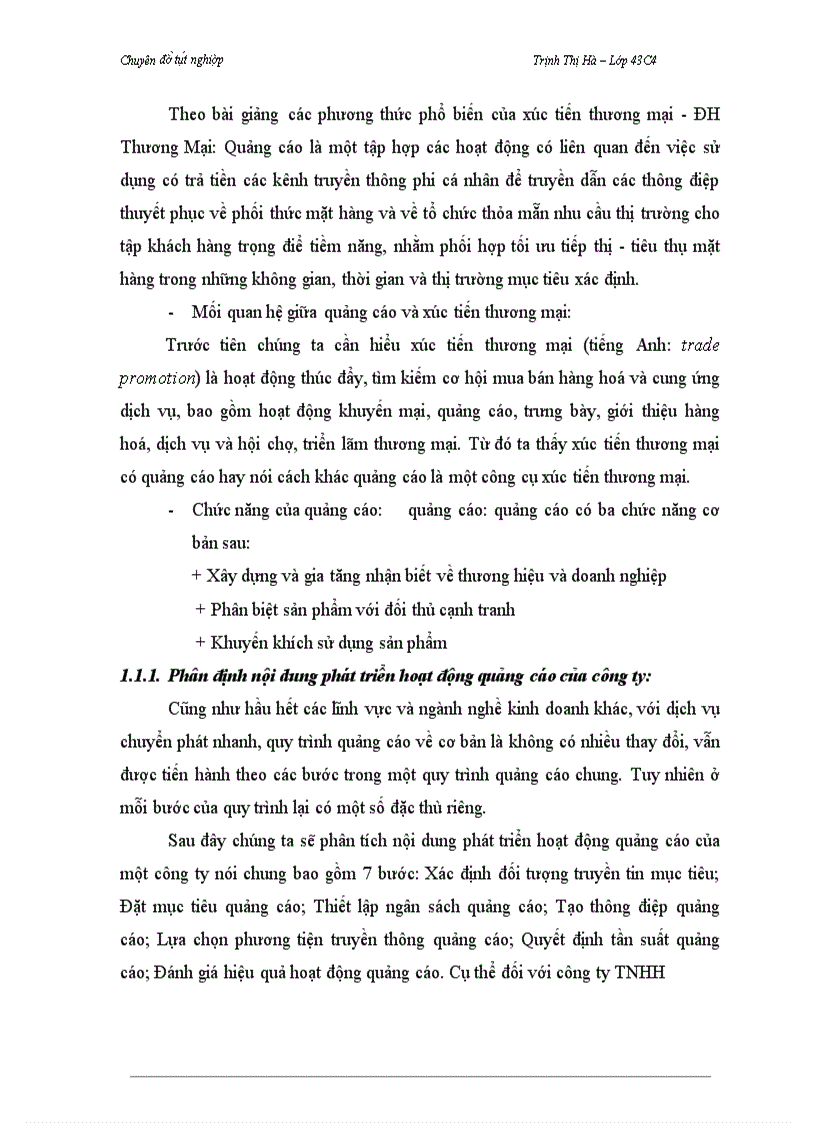 image for page Báo cáo thực tập tổng hợp Phát triển hoạt động quảng cáo dịch vụ chuyển phát nhanh của Công ty TNHH Thương mại và dịch vụ hàng hóa Con Thoi trên thị trường Hà Nội