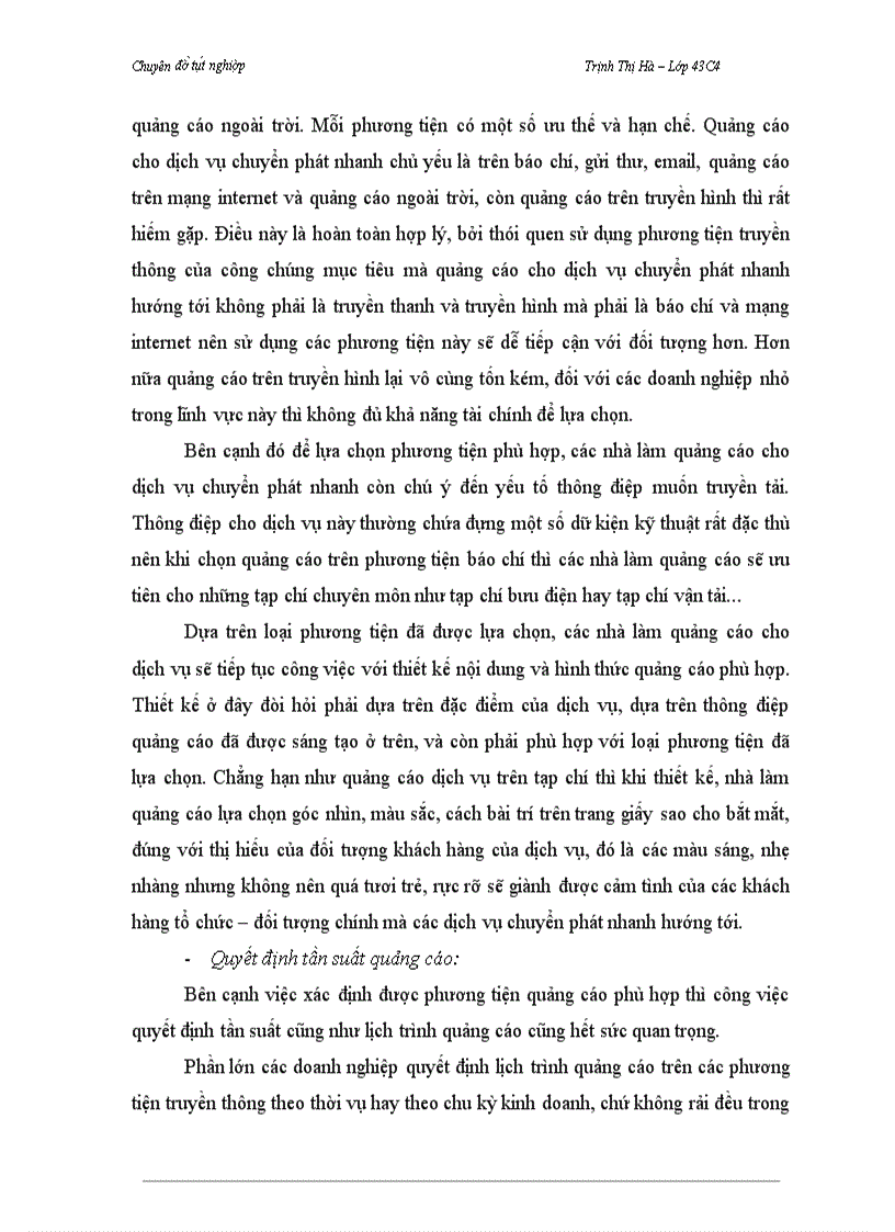 image for page Báo cáo thực tập tổng hợp Phát triển hoạt động quảng cáo dịch vụ chuyển phát nhanh của Công ty TNHH Thương mại và dịch vụ hàng hóa Con Thoi trên thị trường Hà Nội