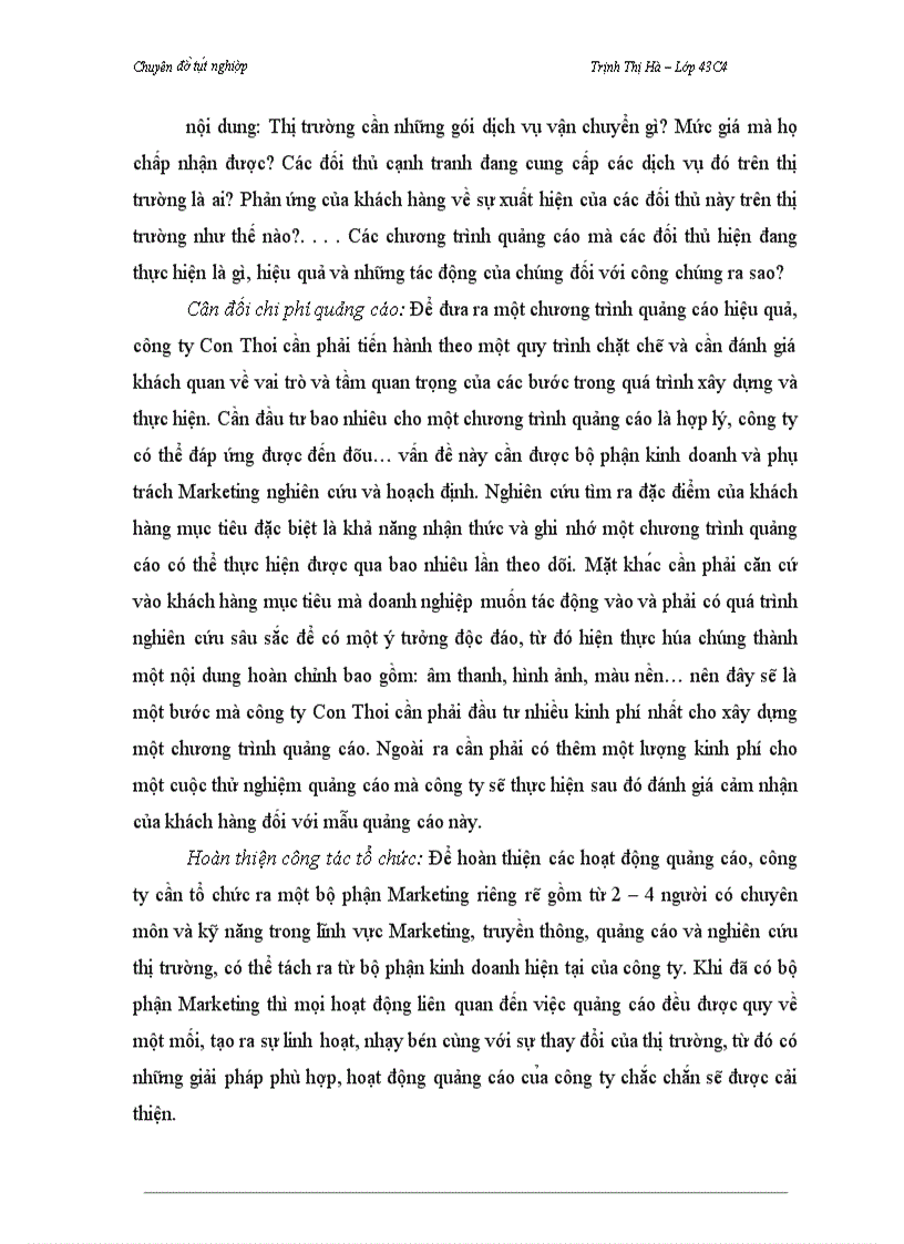 image for page Báo cáo thực tập tổng hợp Phát triển hoạt động quảng cáo dịch vụ chuyển phát nhanh của Công ty TNHH Thương mại và dịch vụ hàng hóa Con Thoi trên thị trường Hà Nội
