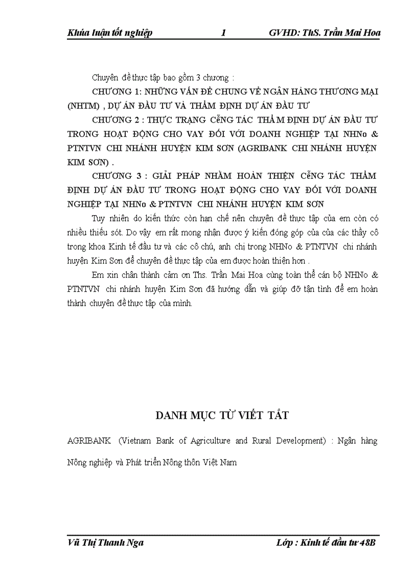 image for page Hoàn thiện công tác thẩm định dự án đầu tư trong hoạt động cho vay đối với các doanh nghiệp tại NHNo PTNTVN chi nhánh huyện Kim Sơn tỉnh Ninh Bình 1