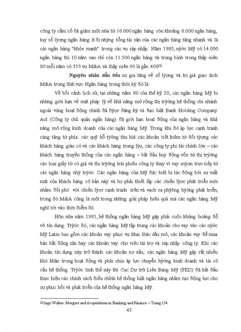 image for page Hoạt động mua lại và sáp nhập M A trong lĩnh vực Ngân hàng tại Mỹ và bài học kinh nghiệm đối với Việt Nam