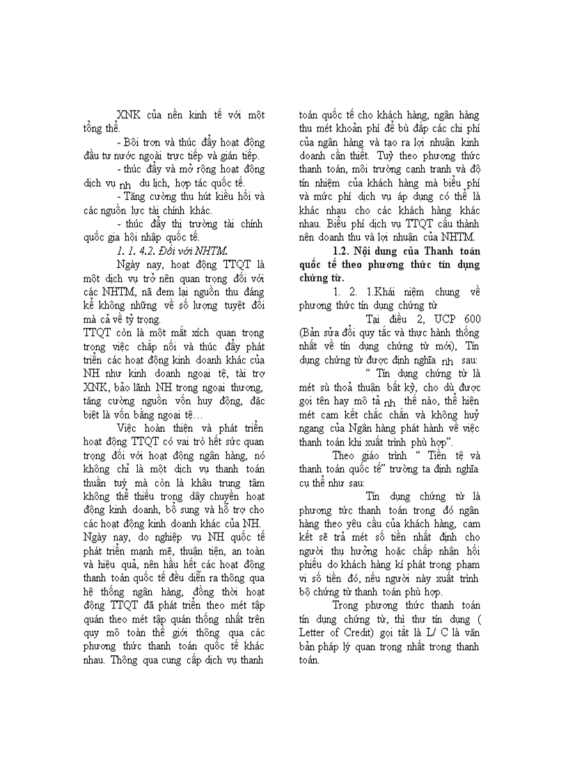 image for page Mở rộng hoạt động thanh toán quốc tế theo phương thức tín dụng chứng từ tại NHTM Cổ Phần Công Thương Việt Nam Chi nhánh Nam Thăng Long 1