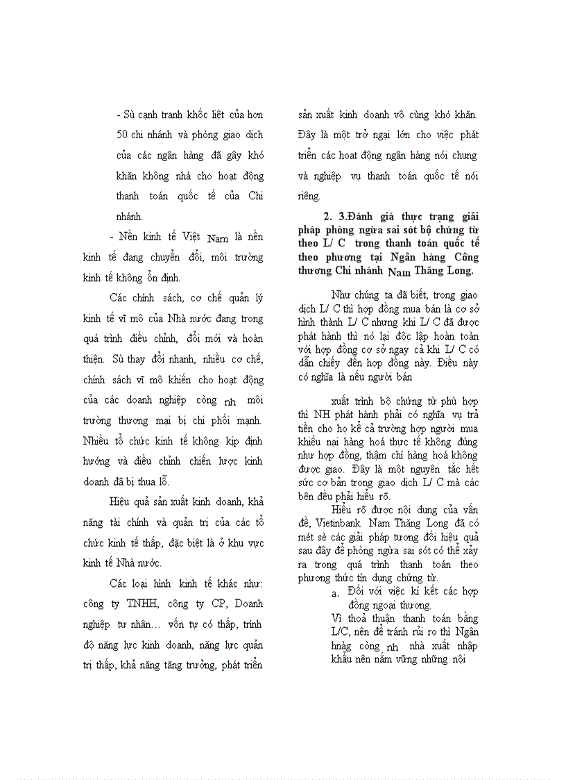 image for page Mở rộng hoạt động thanh toán quốc tế theo phương thức tín dụng chứng từ tại NHTM Cổ Phần Công Thương Việt Nam Chi nhánh Nam Thăng Long 1