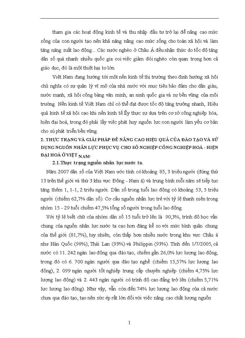 image for page Thực trạng và giải pháp để nâng cao hiệu quả của đào tạo và sử dụng nguồn nhân lực phục vụ cho sự nghiệp công nghiệp hoá hiện đại hoá ở Việt Nam 1