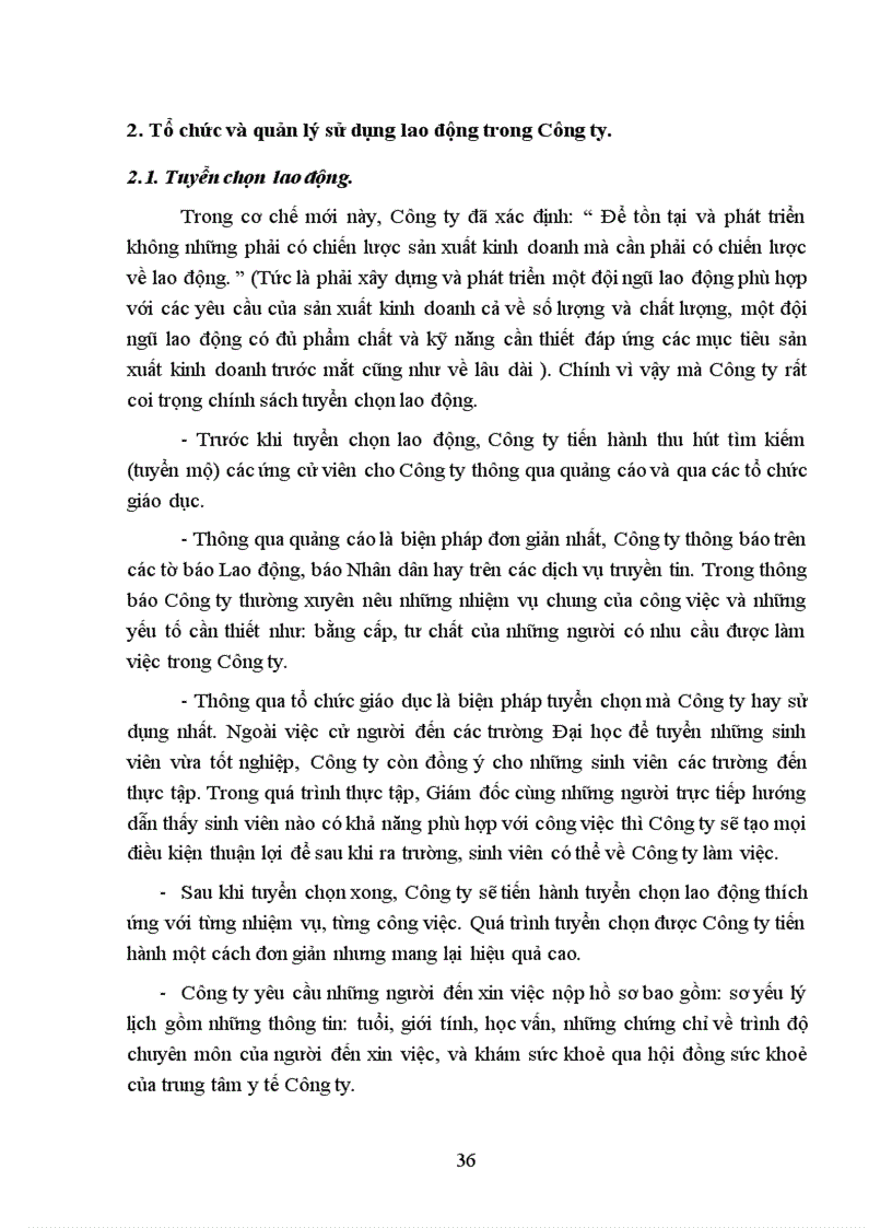 image for page Tổ chức quản lý sử dụng lao động và tiền lương trong công ty Dệt May Hà Nội