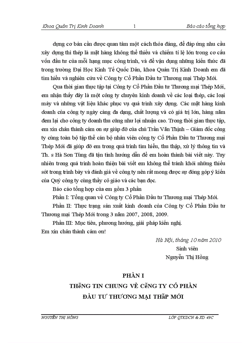 image for page Báo cáo thực tập tại Công ty Cổ Phần Đầu tư Thương mại Thép Mới