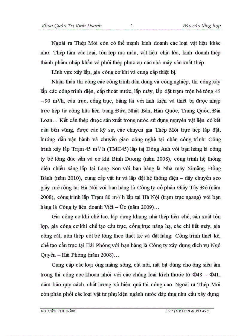 image for page Báo cáo thực tập tại Công ty Cổ Phần Đầu tư Thương mại Thép Mới