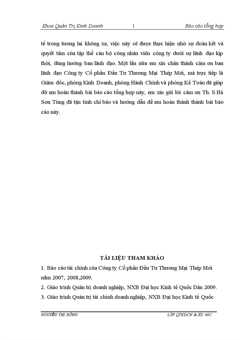 image for page Báo cáo thực tập tại Công ty Cổ Phần Đầu tư Thương mại Thép Mới