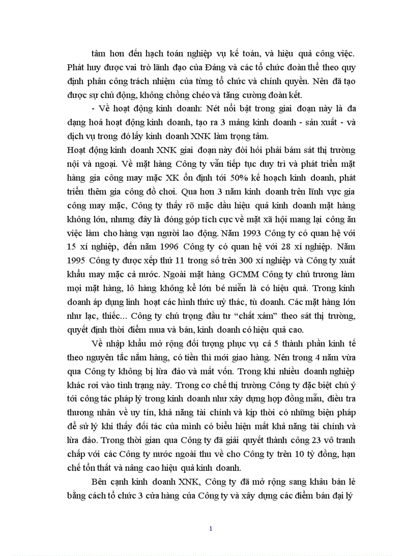 image for page Báo cáo tổng hợp hoạt động của công ty xuất nhập khẩu tổng hợp I