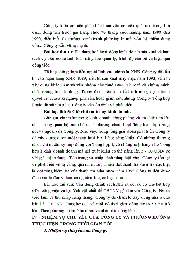 image for page Báo cáo tổng hợp hoạt động của công ty xuất nhập khẩu tổng hợp I