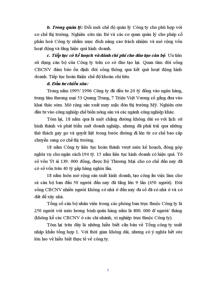 image for page Báo cáo tổng hợp hoạt động của công ty xuất nhập khẩu tổng hợp I