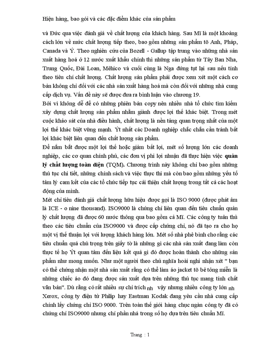 image for page Hiệu hàng bao gói và các đặc điểm khác của sản phẩm 1