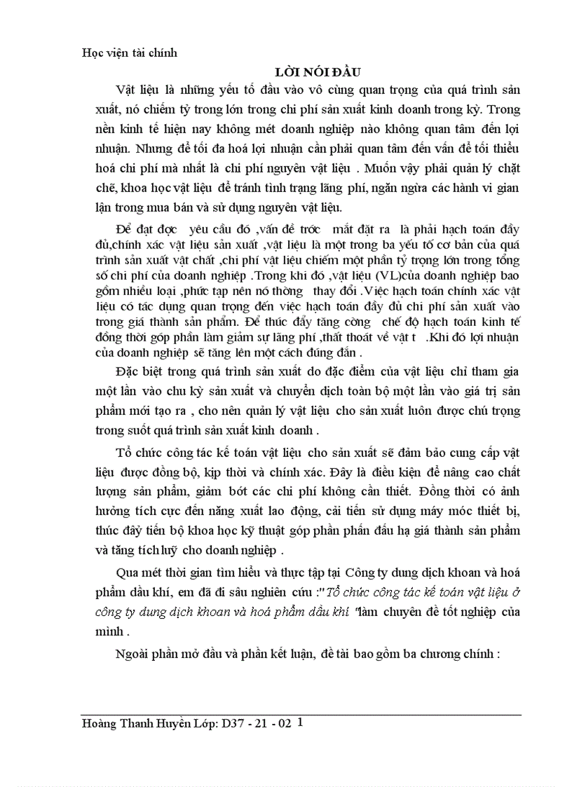 image for page Tổ chức công tác kế toán vật liệu ở công ty dung dịch khoan và hoá phẩm dầu khí 1