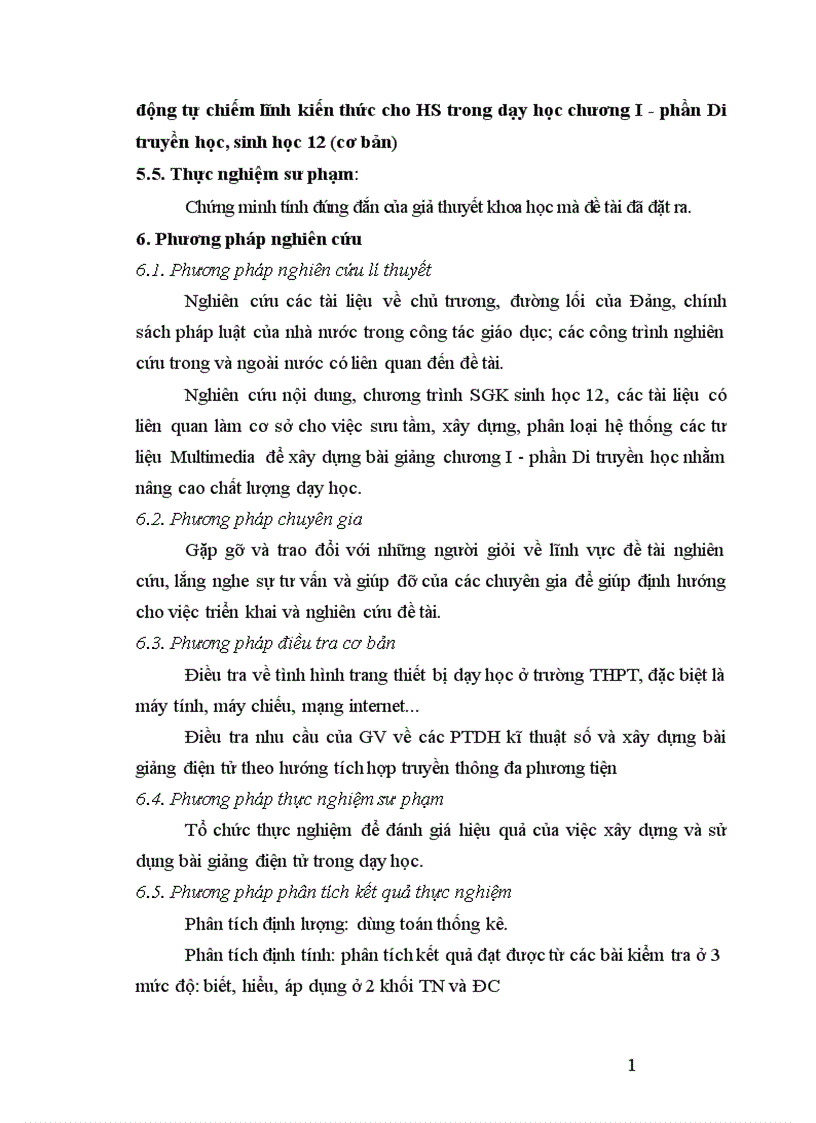 image for page Xây dựng và sử dụng bài giảng điện tử chương I phần di truyền học Sinh học 12 Ban cơ bản theo hướng tích hợp truyền thông đa phương tiện 1