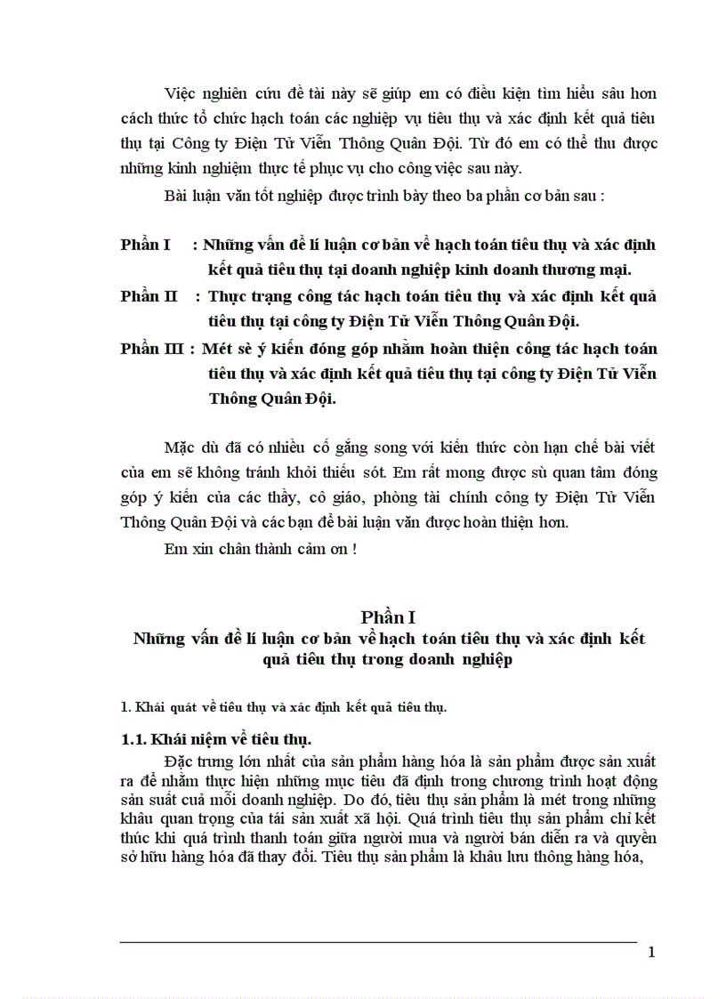 image for page Hoàn thiện hạch toán tiêu thụ và xác định kết quả tiêu thụ tại Công ty điện tử viễn thông quân đôị 1