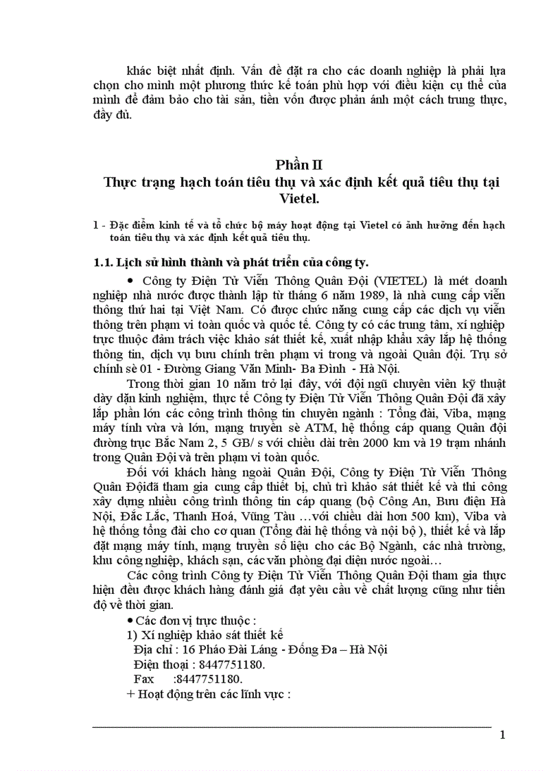 image for page Hoàn thiện hạch toán tiêu thụ và xác định kết quả tiêu thụ tại Công ty điện tử viễn thông quân đôị 1