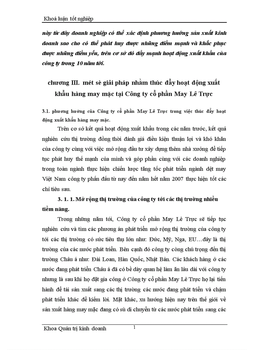 image for page Một số giải pháp nhằm thúc đẩy hoạt động xuất khẩu hàng may mặc tại Công ty cổ phần May Lê Trực 1