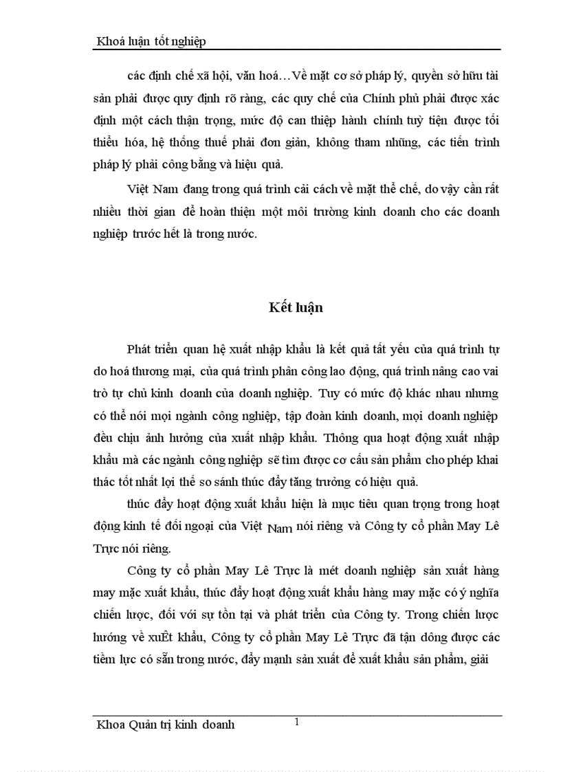 image for page Một số giải pháp nhằm thúc đẩy hoạt động xuất khẩu hàng may mặc tại Công ty cổ phần May Lê Trực 1