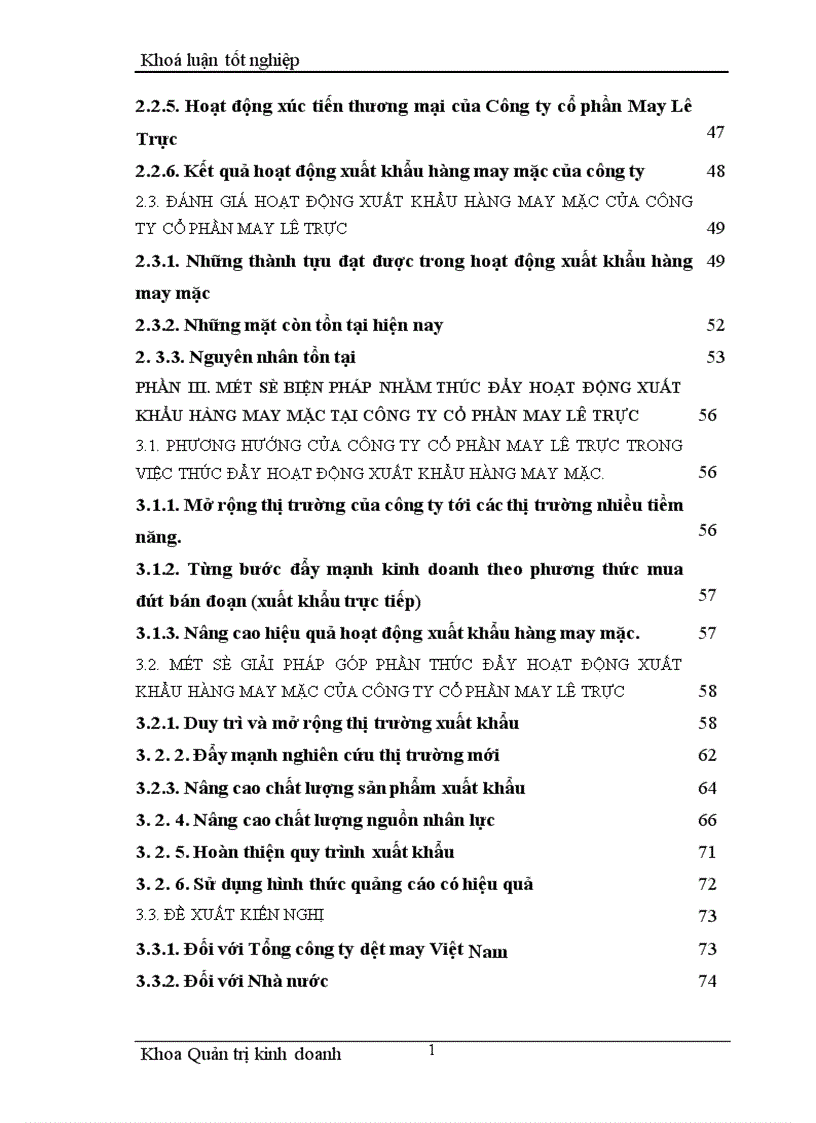 image for page Một số giải pháp nhằm thúc đẩy hoạt động xuất khẩu hàng may mặc tại Công ty cổ phần May Lê Trực 1