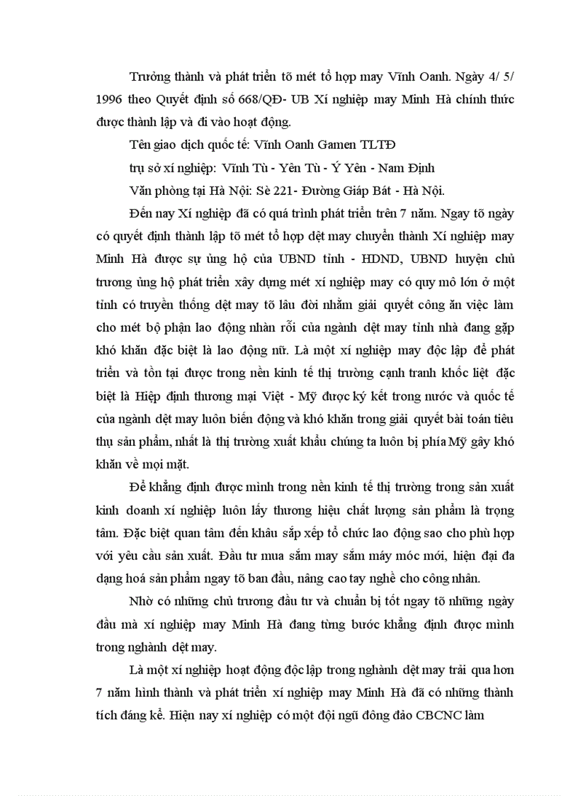 image for page Tổ chức kế toán nguyên vật liệu và phân tích tình hình quản lý sử dụng nguyên vật liệu tại Xí nghiệp may Minh Hà 1