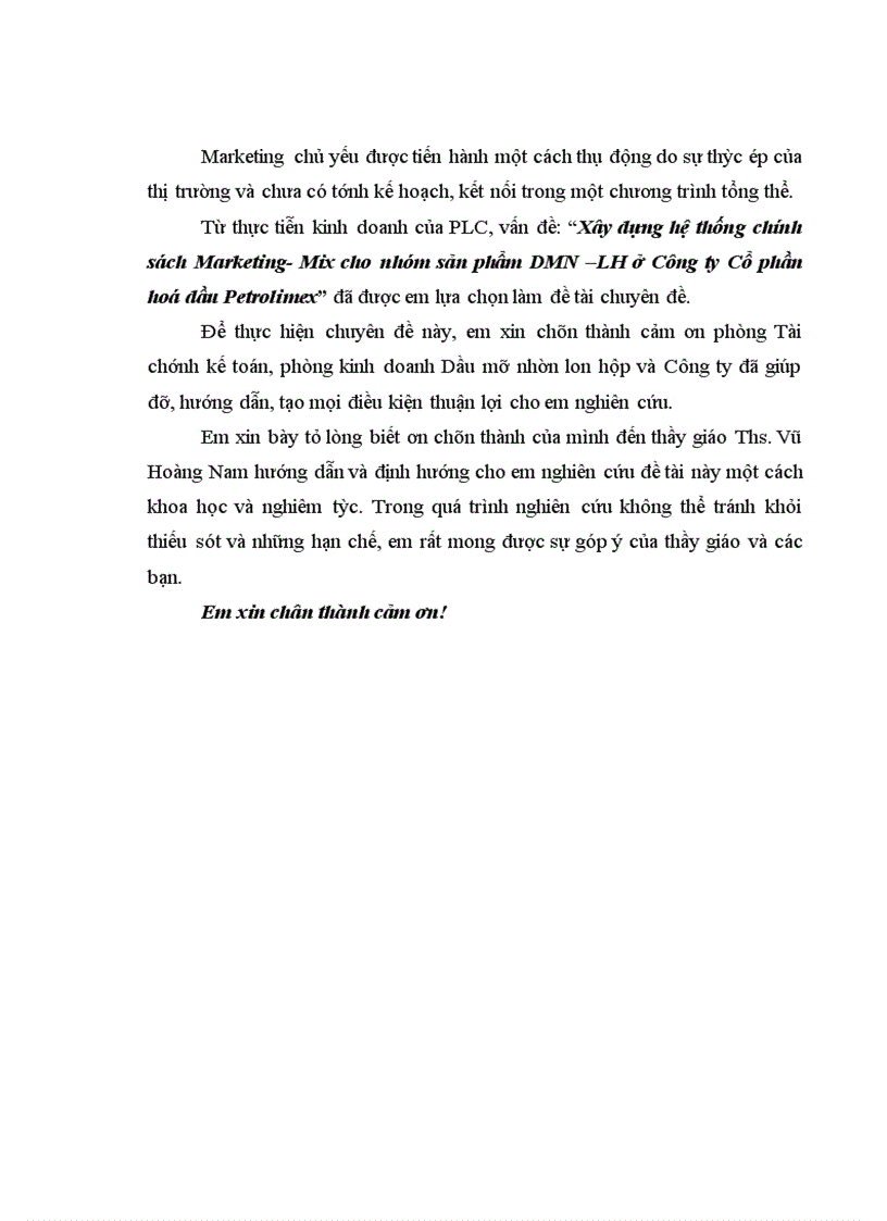 image for page Xây dựng hệ thống chính sách marketing Mix cho nhóm sản phẩm Dầu Mỡ Nhòn Lon Hộp ở Công ty Cổ phần Hóa dầu Petrolimex 1